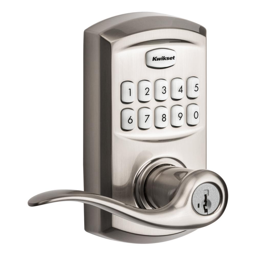 917 SmartCode Satin Nickel Electronic Single-Cylinder Tustin Door Lever Featuring SmartKey Security - Super Arbor