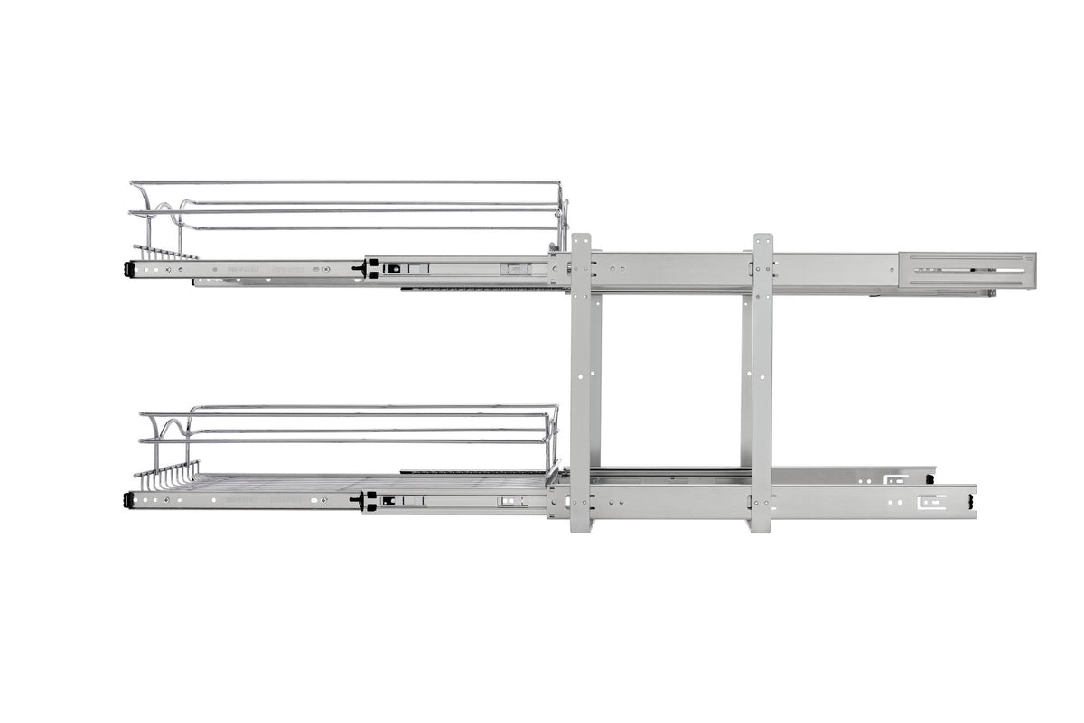 Rev-A-Shelf 5WB2 Series 17.75-in W x 19-in H 2-Tier Pull-Out Chrome Wire Basket Organizer, Soft-Close