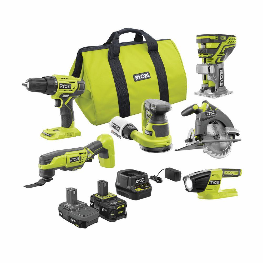 ONE+ 18V Cordless 6-Tool Combo Kit with (1) 4.0 Ah Battery, (1) 1.5 Ah Battery, 18-Volt Charger, and Bag - Super Arbor