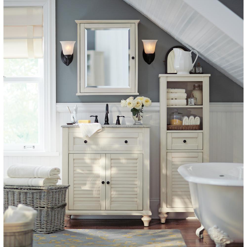 Hamilton 18 in. W x 52-1/2 in. H Bathroom Linen Cabinet in Ivory - Super Arbor