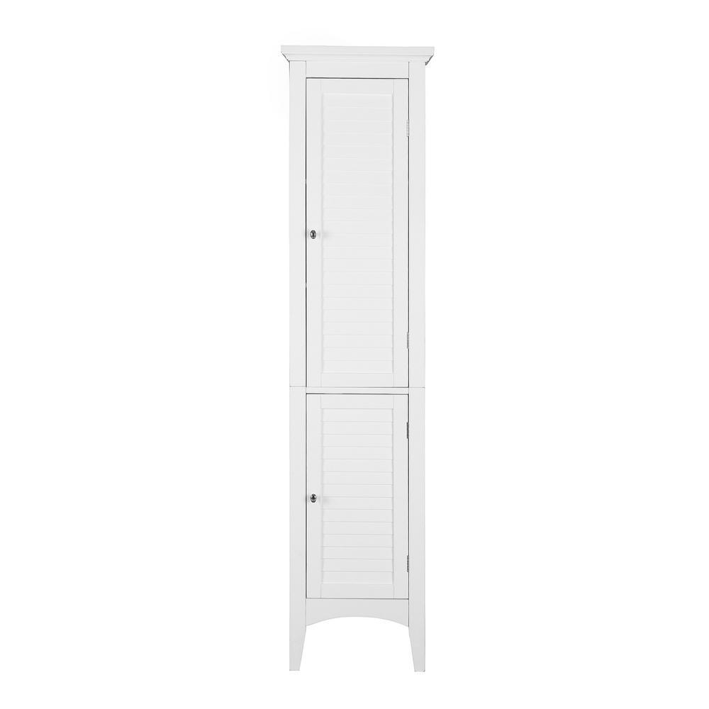 Simon 15 in. W x 63 in. H x 13-1/4 in. D Bathroom Linen Storage Floor Cabinet with 2-Shutter Doors in White - Super Arbor