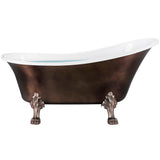 60 in. Fiberglass Slipper Clawfoot Non-Whirlpool Bathtub in Matte Antique Brass - Super Arbor