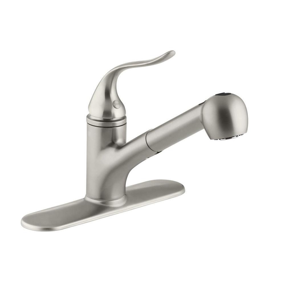 Coralais Single-Handle Pull-Out Sprayer Kitchen Faucet With MasterClean Sprayface In Polished Chrome - Super Arbor