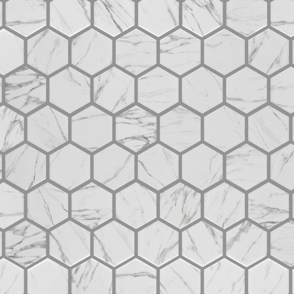 Merola Tile Metro Hex Glossy White 10-1/4 in. x 11-3/4 in. x 5 mm Porcelain Mosaic Tile (8.56 sq. ft. / case)