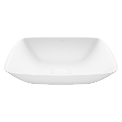 VIGO Hyacinth Handmade Countertop White Matte Stone Square Vessel Bathroom Sink in Matte White - Super Arbor