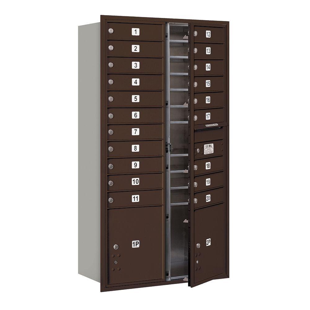 56-3/4 in. Max Height Unit Aluminum Private Front Loading 4C Horizontal Mailbox with 20 MB1 Doors/2 PL's - Super Arbor