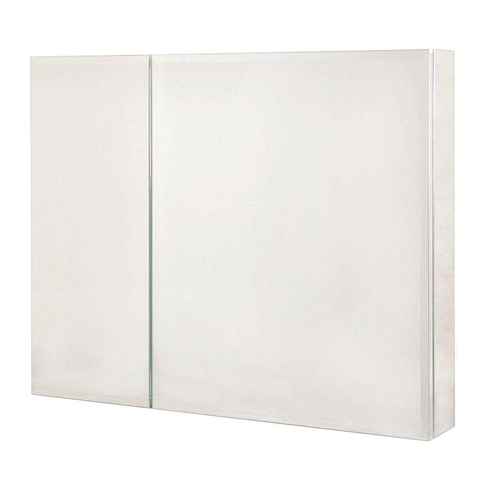 30 in. W x 26 in. H Recessed or Surface-Mount Bi-View Bathroom Medicine Cabinet with Beveled Mirror Door - Super Arbor