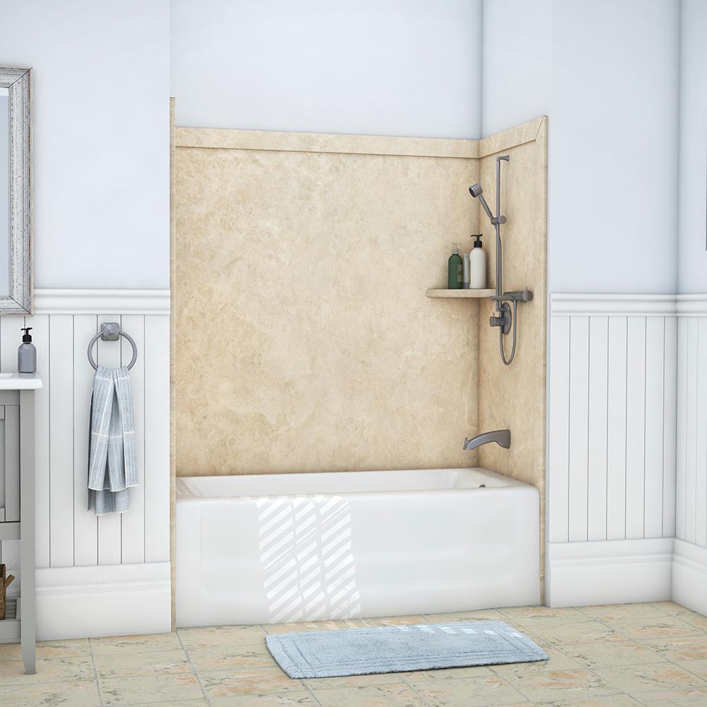 Elite 32 in. x 60 in. x 60 in. 9-Piece Easy Up Adhesive Tub Surround in Calypso - Super Arbor