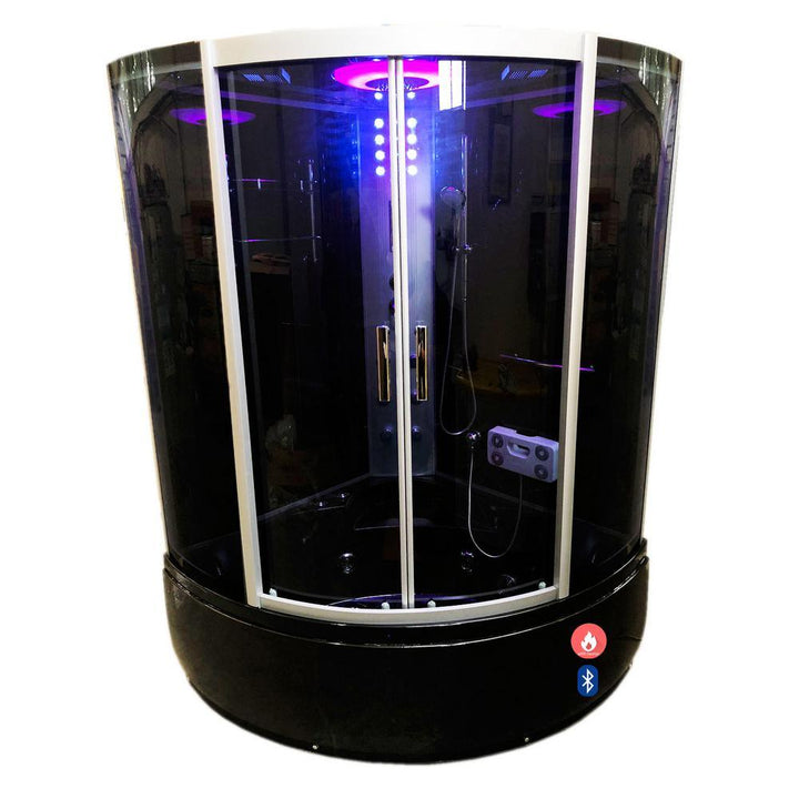 Vienna with Heater and Bluetooth 49 in. Acrylic Left Drain Corner Alcove Whirlpool Bathtub in Black - Super Arbor