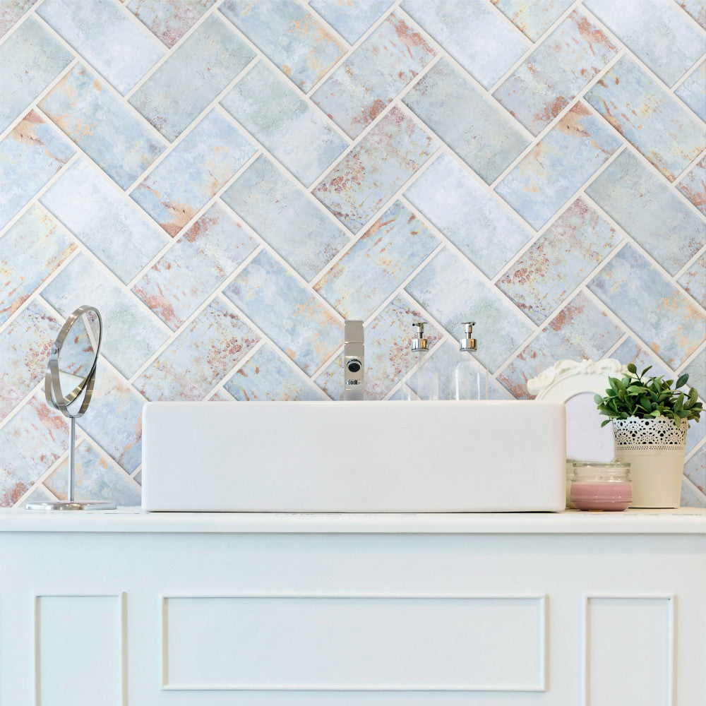 Merola Tile Biarritz Blue 3 in. x 6 in. Ceramic Wall Tile (6.04 sq. ft./Case)