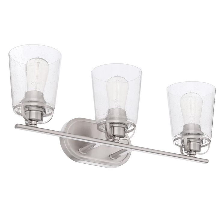Inspiration 23.19 in. 3-Light Brushed Nickel Bathroom Vanity Light with Glass Shades