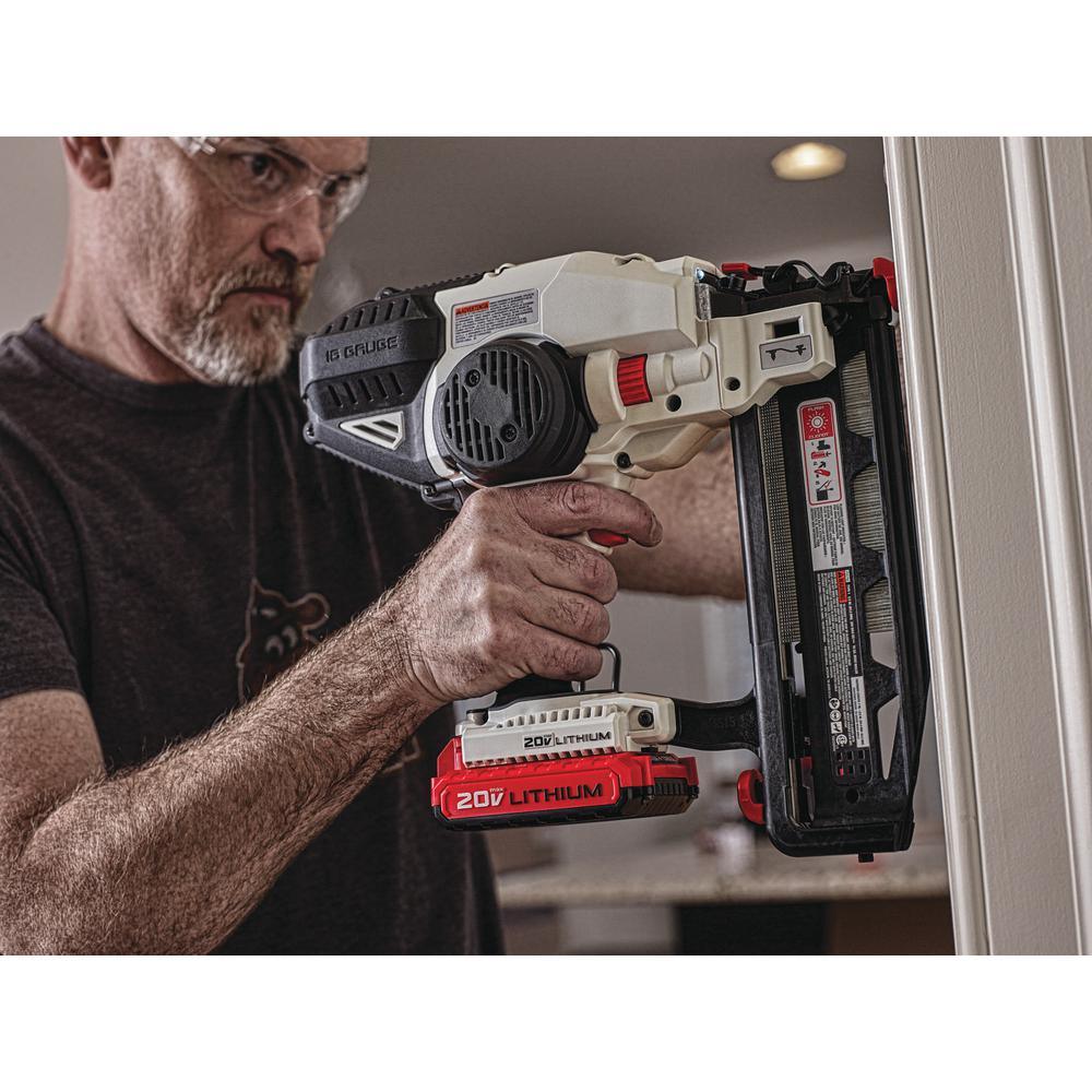 20-Volt MAX Lithium-Ion 16-Gauge Cordless  Nailer with Battery 1.5 Ah and Charger - Super Arbor
