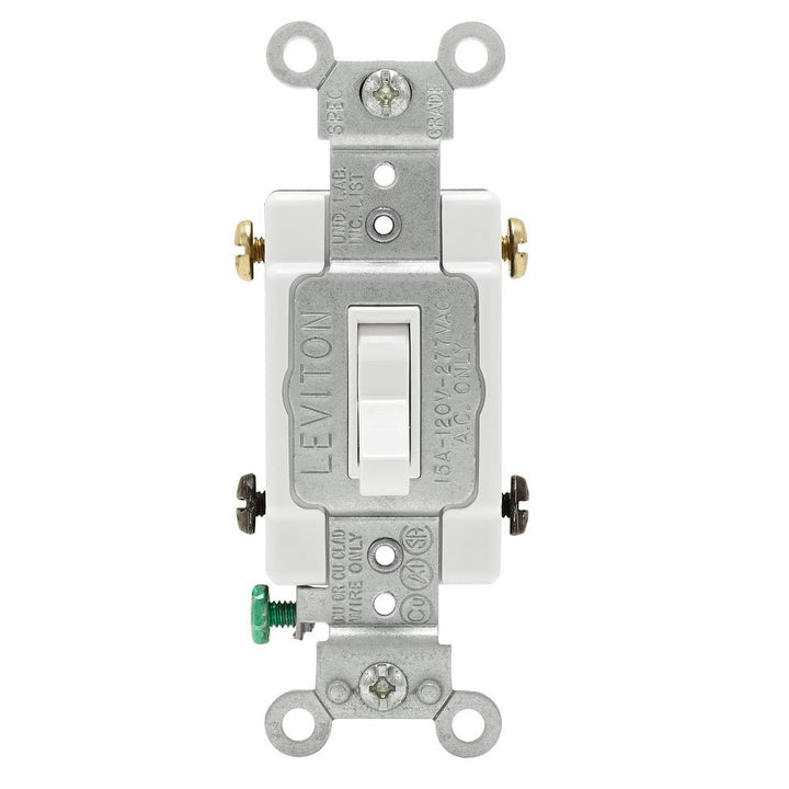 15 Amp Single-Pole Toggle Framed 4-Way AC Switch, White - Super Arbor
