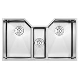 Bradford Undermount 16-Gauge Stainless Steel 35.5 in. Triple Basin Kitchen Sink with Basket Strainer - Super Arbor