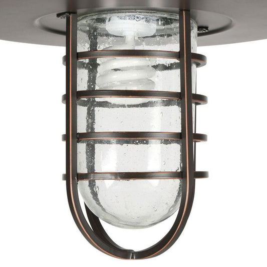 Dual-Purpose 1-Light Outdoor Hanging Oil-Rubbed Bronze Pendant or Flushmount Lantern