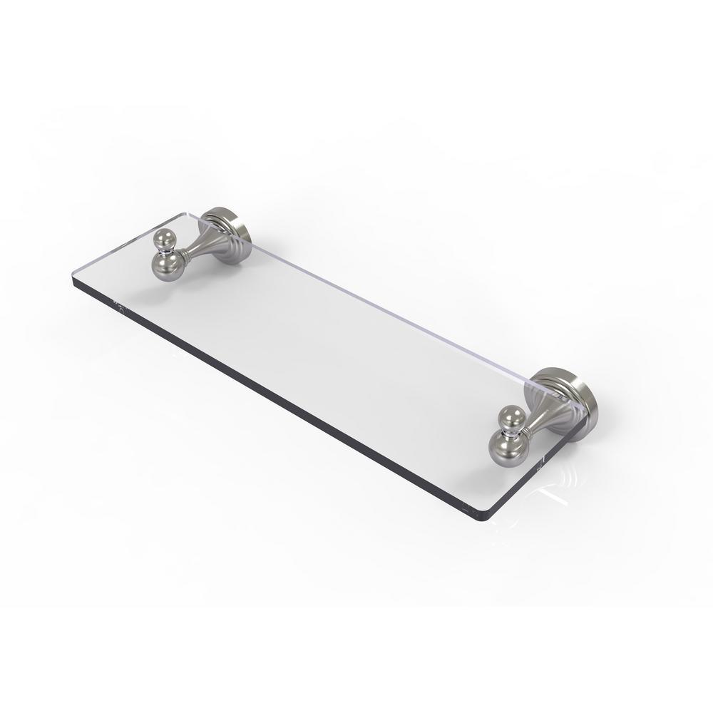 Sag Harbor Collection 16 in. Glass Vanity Shelf with Beveled Edges in Satin Nickel - Super Arbor