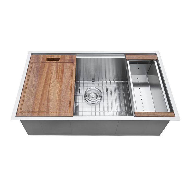 32 in. Single Bowl Undermount 16-Gauge Stainless Steel Ledge Kitchen Sink with Sliding Accessories