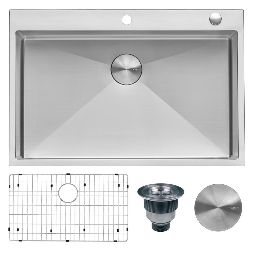 Drop-In Stainless Steel 33 in. Topmount Tight Radius 16-Gauge Kitchen Sink Single Bowl - Super Arbor