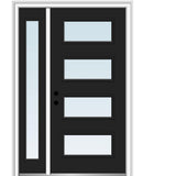53 in. x 81.75 in. Celeste Clear Low-E Glass Right-Hand 4-Lite Eclectic Painted Steel Prehung Front Door with Sidelite - Super Arbor
