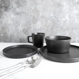 32-Piece Modern Black Matte Stoneware Dinnerware Set (Set for 8)