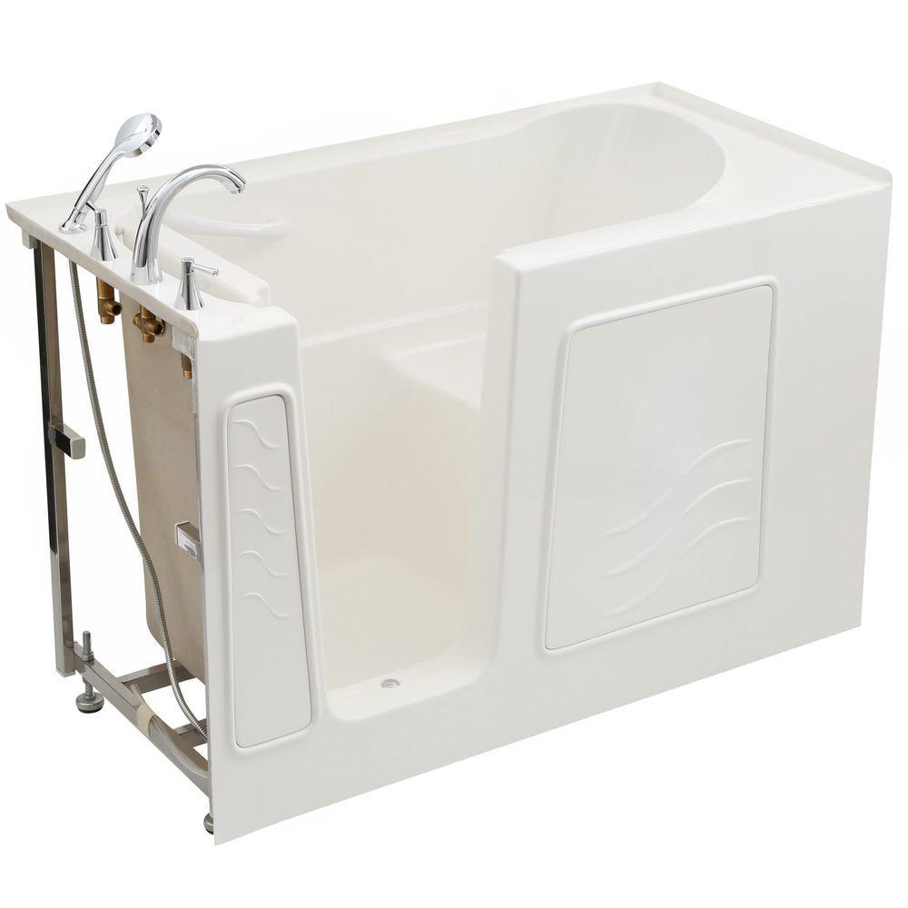 Builder's Choice 53 in. Left Drain Quick Fill Walk-In Soaking Bath Tub in White - Super Arbor