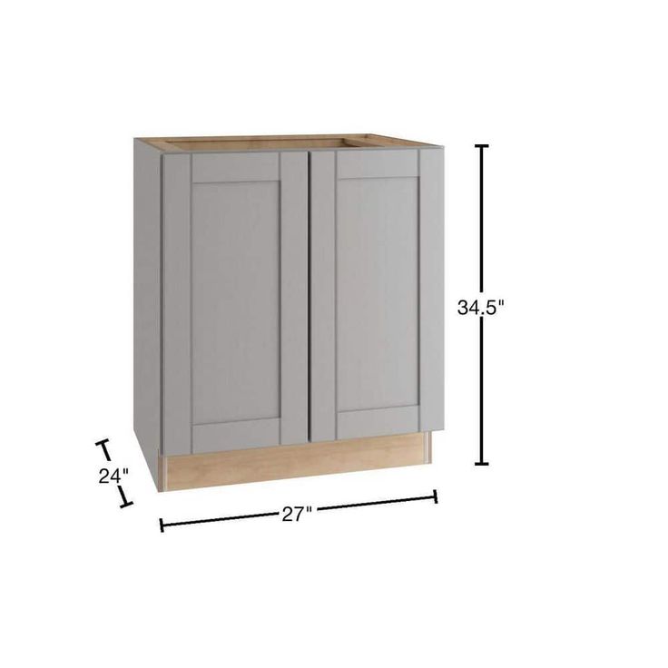 Home Decorators Collection Washington Veiled Gray Plywood Shaker Assembled Base Kitchen Cabinet FH Soft Close 27 in W x 24 in D x 34.5 in H