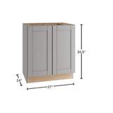 Home Decorators Collection Washington Veiled Gray Plywood Shaker Assembled Base Kitchen Cabinet FH Soft Close 27 in W x 24 in D x 34.5 in H