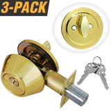 Stainless Steel Entry Door Lock Single Cylinder Deadbolt with 6 KW1 Keys (3-Pack, Keyed Alike) - Super Arbor