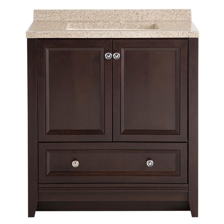 Delridge 24 in. W x 35 in. H x 19 in. D Bathroom Vanity in Chocolate with Solid Surface Vanity Top in Caramel