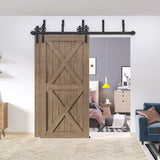10 ft./120 in. Sliding Bypass Barn Door Hardware Track Kit for Double Doors with Non-Routed Floor Guide - Super Arbor