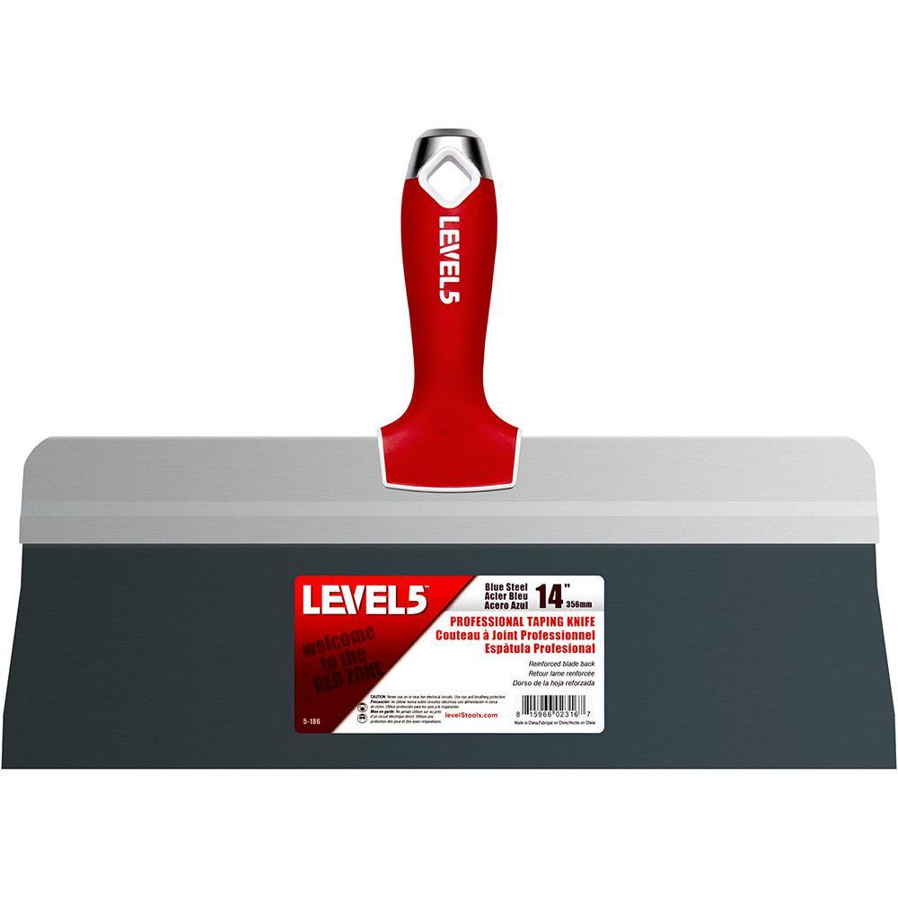 14 in. Blue Steel Big Back Taping Knife with Soft Grip Handle - Super Arbor