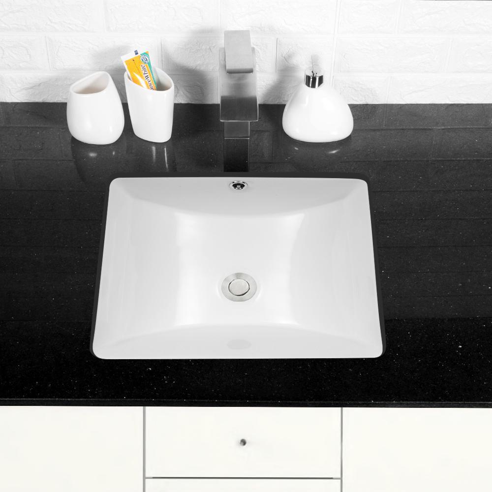 18 in. x 14 in. Vessel Sink Rectangle Undermount Bathroom Sink White - Super Arbor