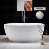 Dieppe 59 in. Acrylic Double Ended Flat Bottom Bathtub with Chrome Overflow and Drain Included in White - Super Arbor