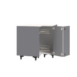Shaker Assembled 36 in. x 34.5 in. x 24 in. Corner Base Cabinet with Lazy Susan Turn Table Accessory in Gray - Super Arbor