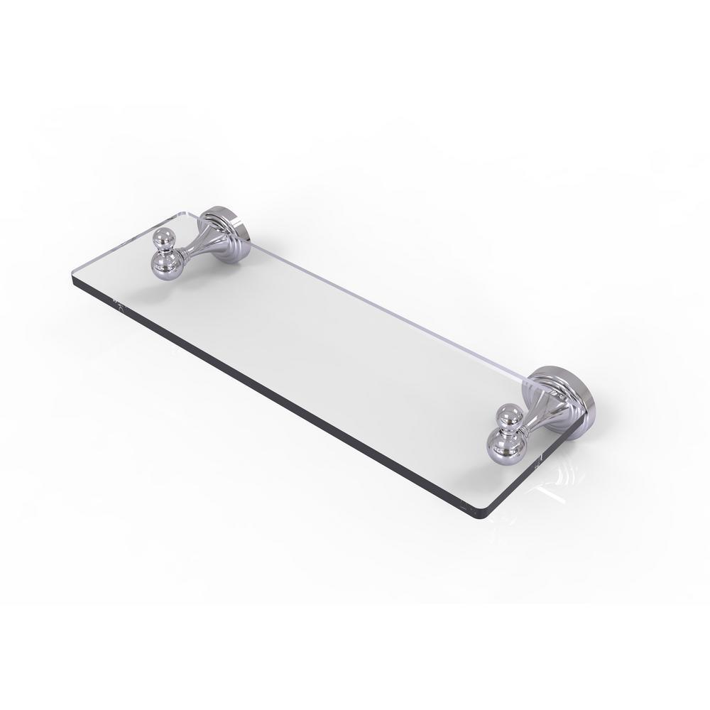 Sag Harbor Collection 16 in. Glass Vanity Shelf with Beveled Edges in Satin Nickel - Super Arbor