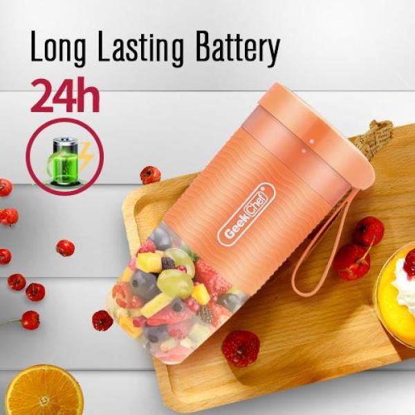 10 oz. Single Speed Orange Portable Personal Blender with USB Rechargeable
