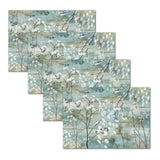 MHF Home Blue Floral 18 in. W x 13 in. L Polypropylene Placemat Set (4-Pack)