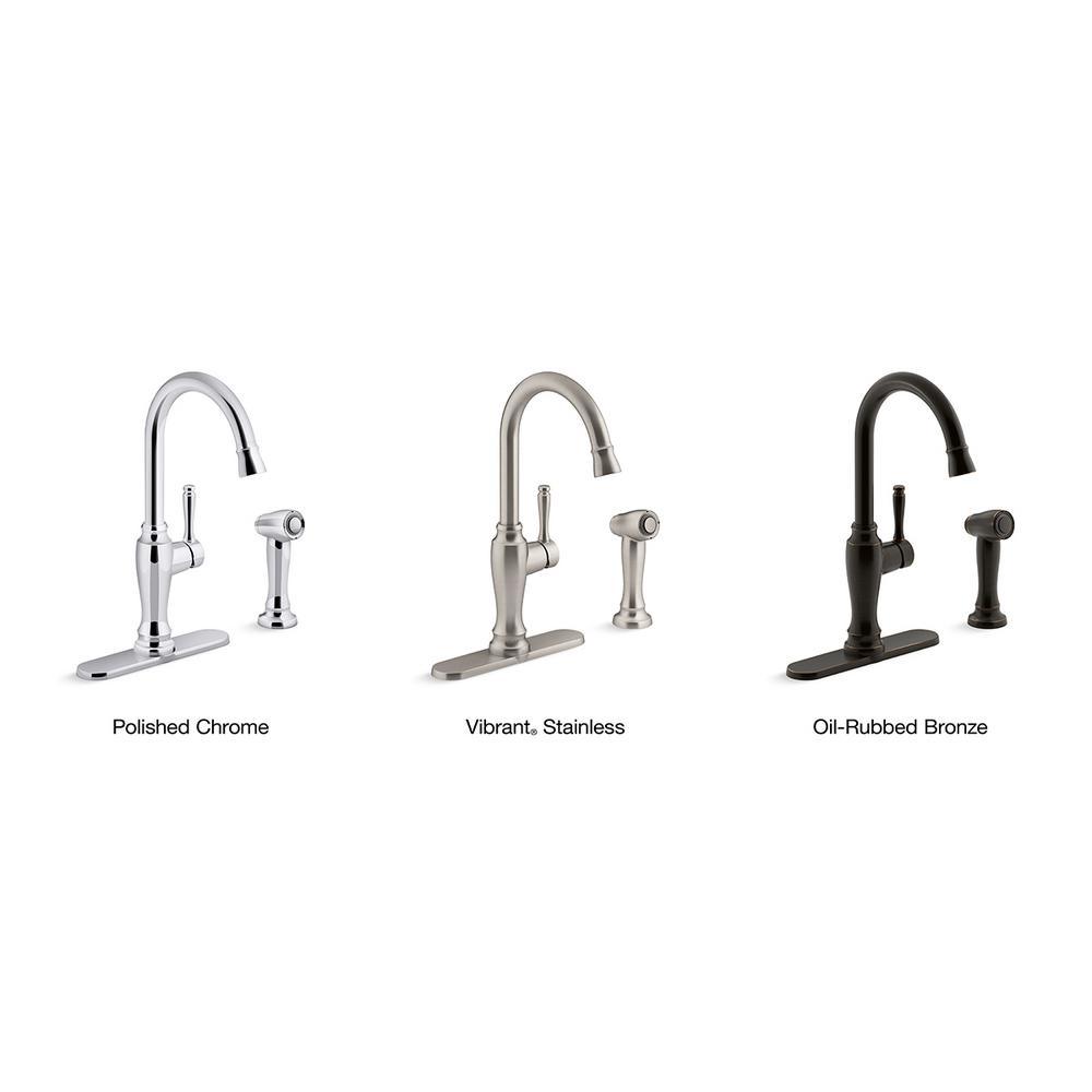 Arsdale Single-Handle Standard Kitchen Faucet with Swing Spout and Sidespray in Oil-Rubbed Bronze - Super Arbor