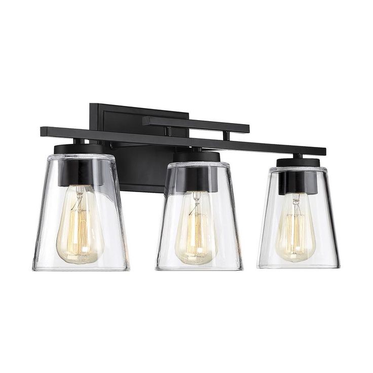 24 in. 3-Light Black Vanity Light