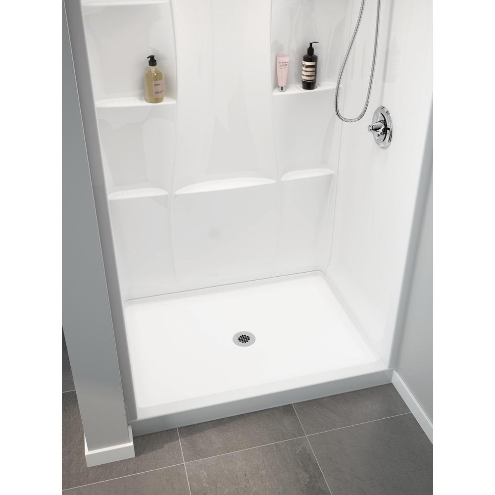 Classic 400 34 in. x 48 in. Single Threshold Alcove Shower Base in High Gloss White - Super Arbor