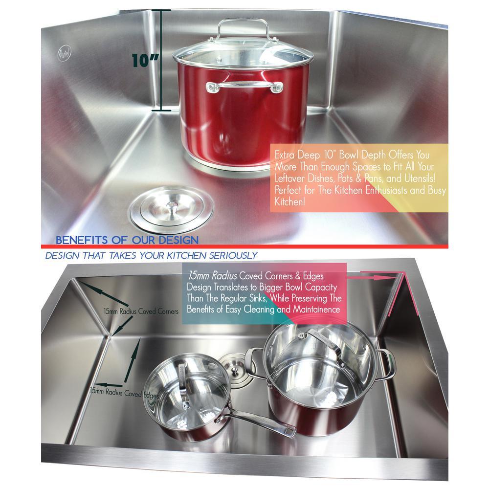 Undermount 16-Gauge Stainless Steel 42 in. x 20 in x 10 in. Triple Bowl Kitchen Sink with Collapsible Silicone Colanders - Super Arbor