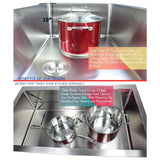 Undermount 16-Gauge Stainless Steel 42 in. x 20 in x 10 in. Triple Bowl Kitchen Sink with Collapsible Silicone Colanders - Super Arbor