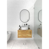 28 in. x 20 in. Pill Shape Black Stainless Steel Framed Mirror