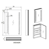 Signature Royale 24 in W x 40 in. H Recessed or Surface Mount Medicine Cabinet with Single Door,LED Lighting,Right Hinge - Super Arbor