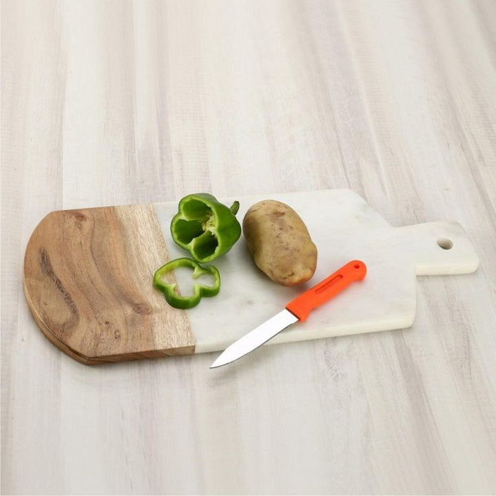 Chop-N-Slice 17 in. x 7 in. Rectangle Wood and Marble Cutting Board