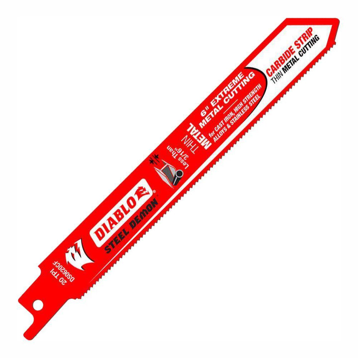 6 in. 20 Teeth per in. Steel Demon Carbide Strip Metal Cutting Reciprocating Blade - Super Arbor