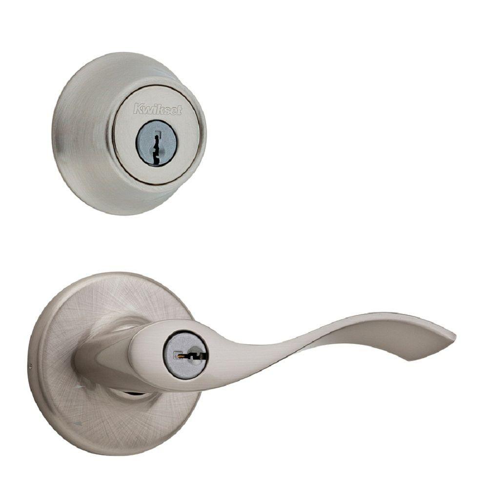 Balboa Satin Nickel Exterior Entry Door Lever and Single Cylinder Deadbolt Combo Pack - Super Arbor
