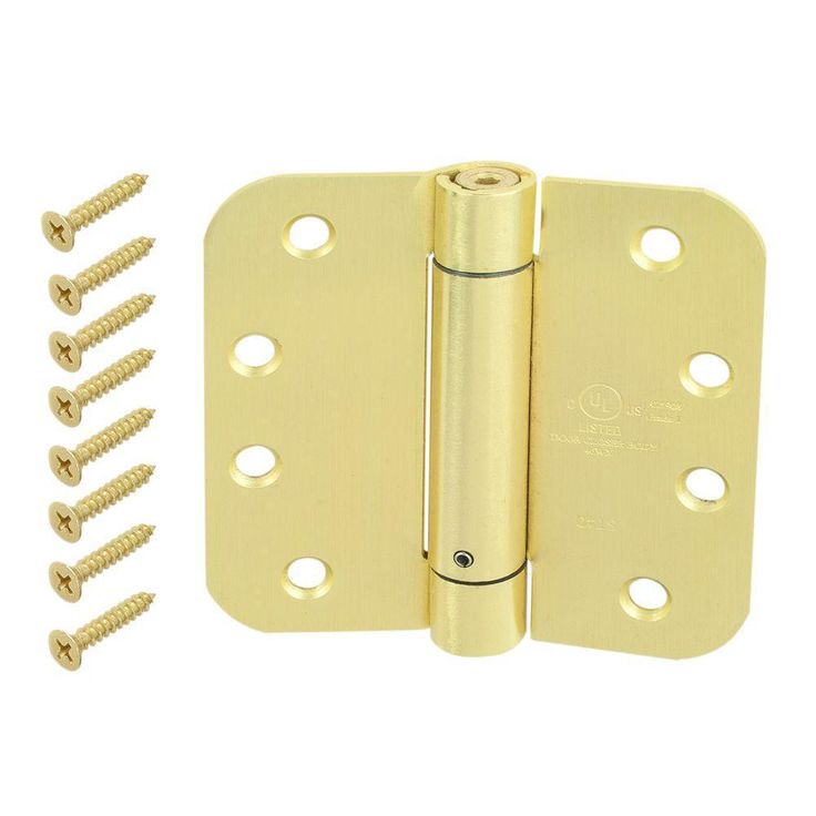 4 in. Satin Brass 5/8 in. Radius Adjustable Spring Door Hinge