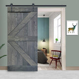 K Series 30 in. x 84 in. Gray Knotty Pine Wood Interior Sliding Barn Door with Hardware Kit - Super Arbor