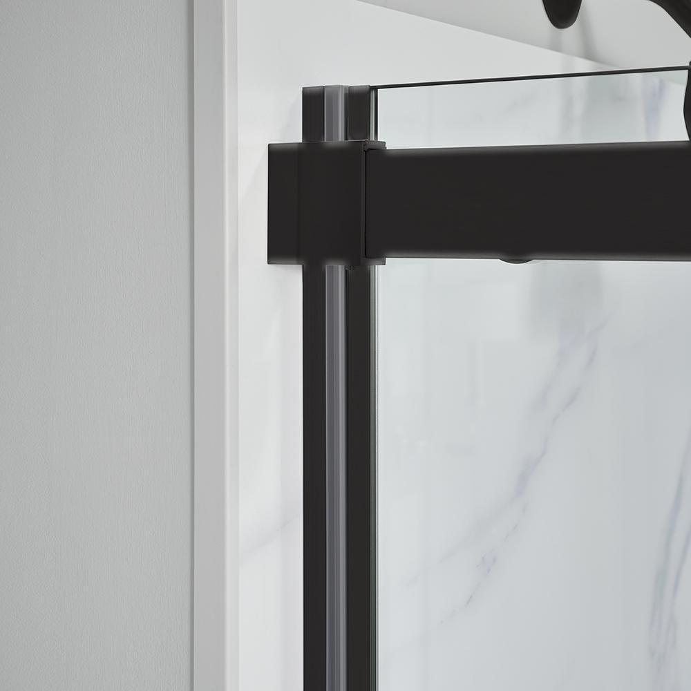 Lagoon Vertical Handle 48 in. L x 34 in. W x 80 in. H Center Drain Alcove Shower Kit in Slate and Matte Black - Super Arbor
